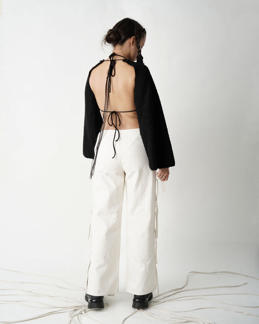 pantalón tiras, nudos y secretos